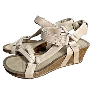 Teva Wedge Sandals Ysidro Size 6 Women's Adjustable Straps Taupe Tan Beige Comfy
